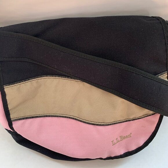 L.L. Bean Messenger Bag Pink, Tan, and Black - Picture 4 of 10